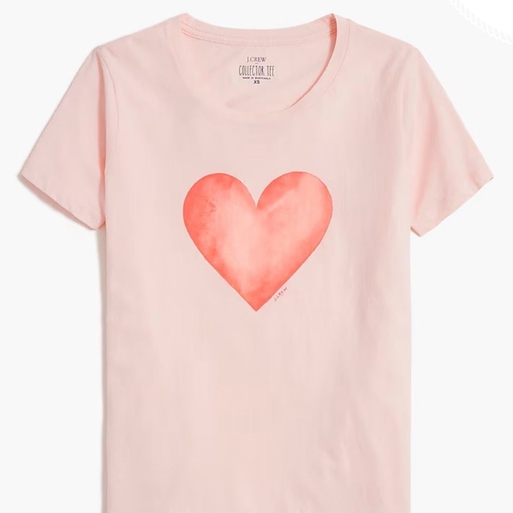 J. Crew Collectors Tee Heart Graphic Watercolor pink XS